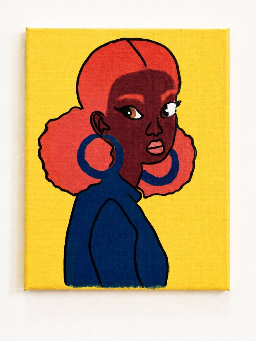 Modern Portrait Canvas Art in Yellow, Orange and Blue